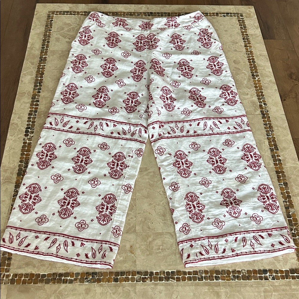 Anthropologie Ett:Twa 'Jadida' wide-leg, cropped Linen Blend Pants Size 12